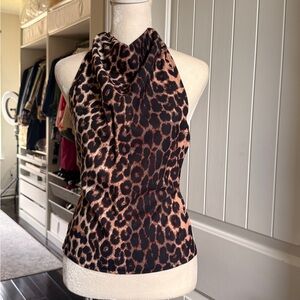 SHEIN Leopard Print Halter Top - Black & Brown